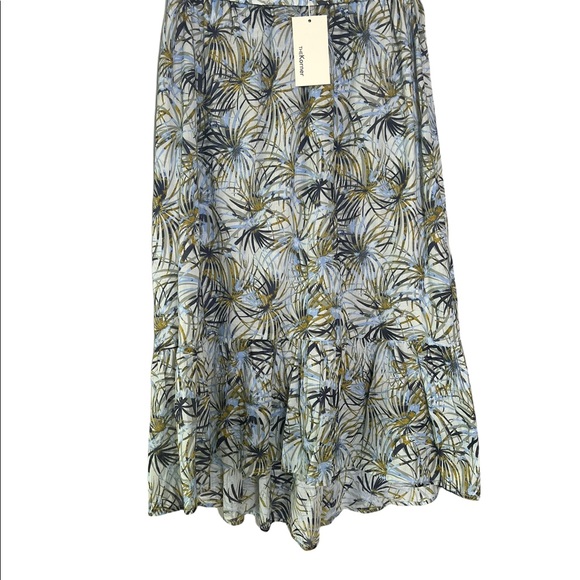 Anthropologie The Korner Hi Lo MIDI 100% Cotton Palm Print Tropical Skirt - Picture 9 of 15